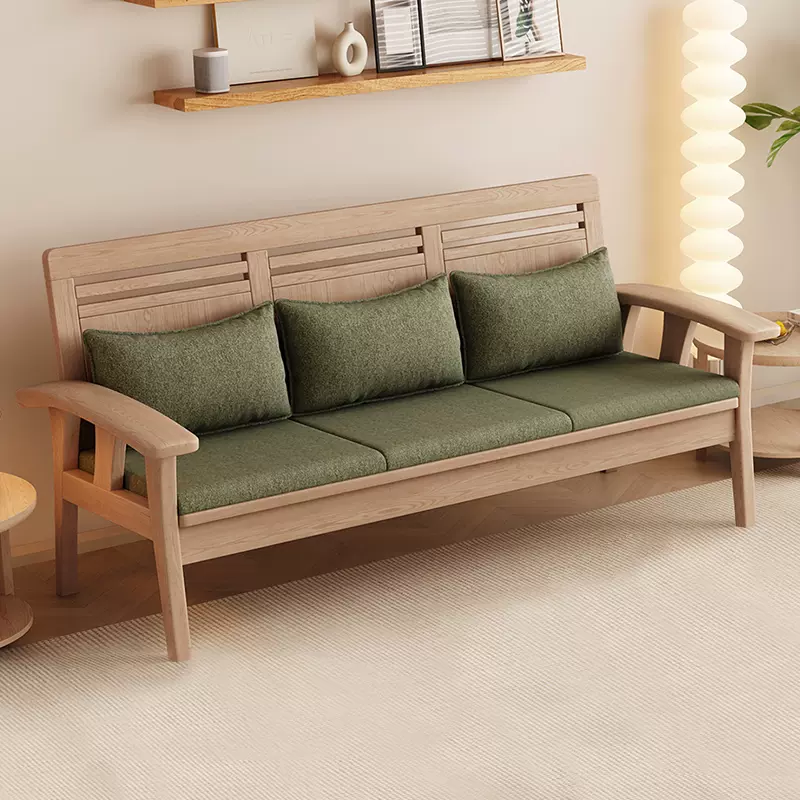 北欧白蜡木全实木沙发组合小户型客厅家具现代简约冬夏两用木沙发