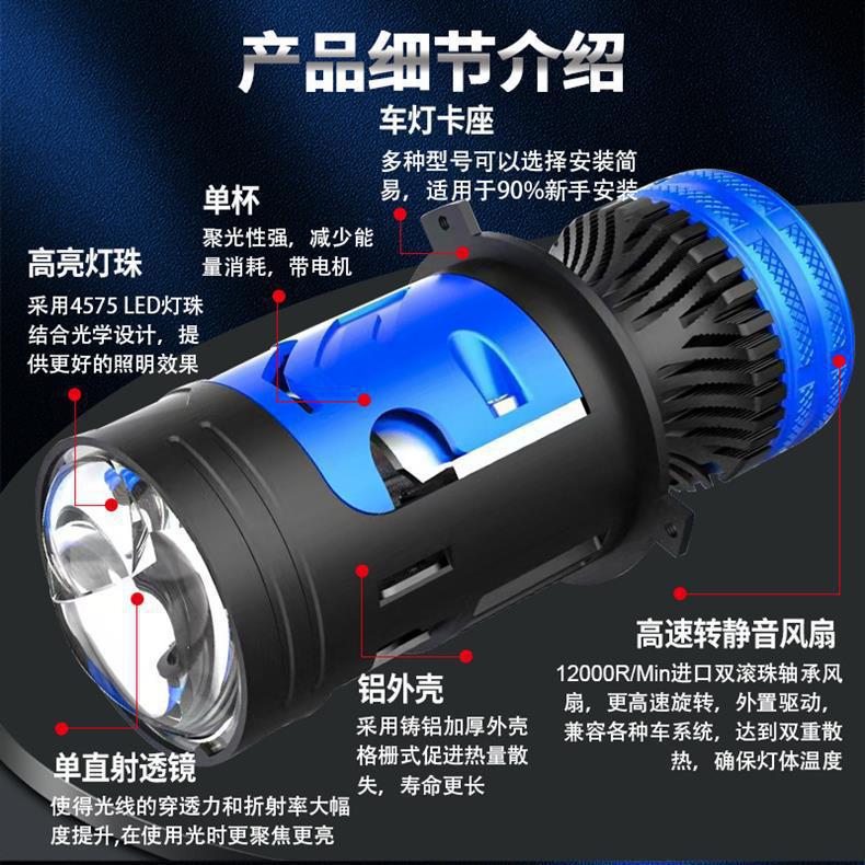 M01Y Cross-Border New Model Car LED Headlight Motor Laser High-Power Spotlight H4 Lens Modified Motorcycle Light