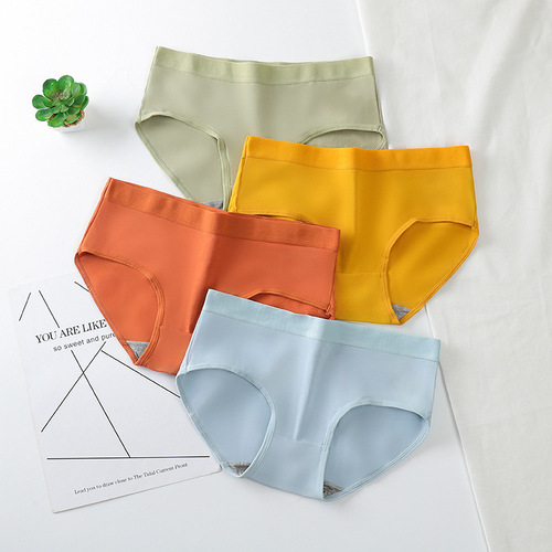 Simple solid color girls mid-waist underwear women's sweet and comfortable student underwear breathable large size women's briefs wholesale
