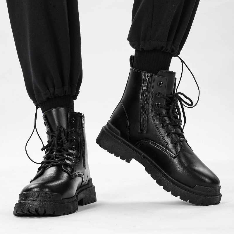 Martens, высокие ботинки на платформе из черной кожи, мужские туфли английского стиля, осень