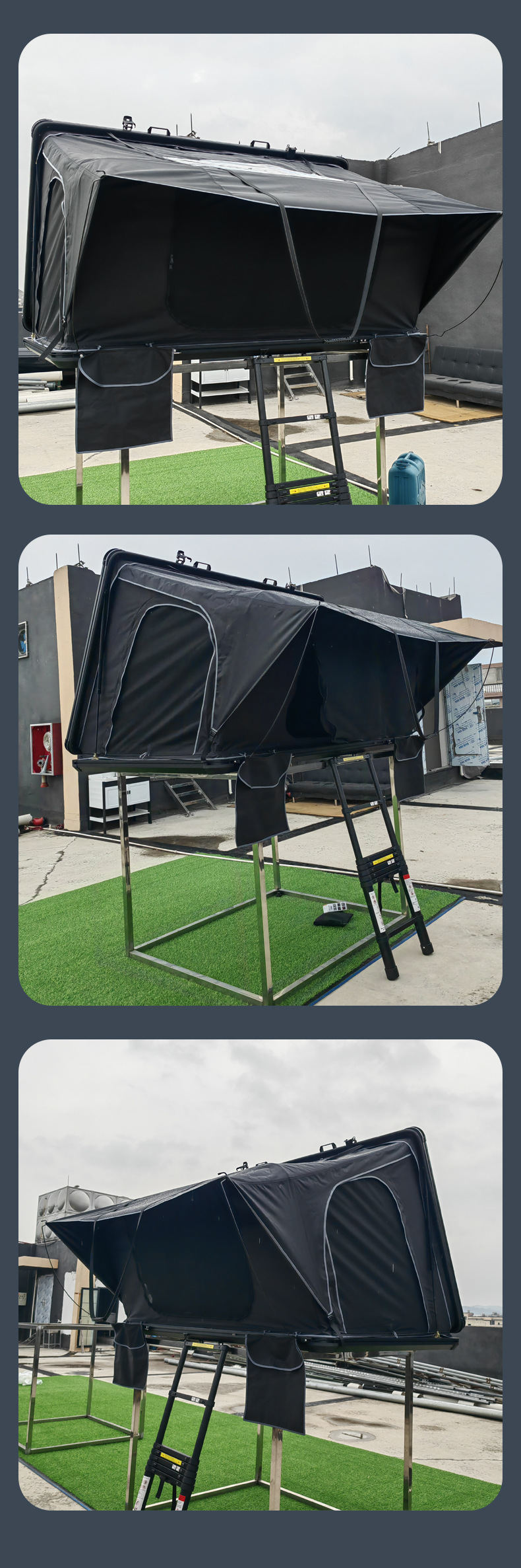 Aluminum Alloy automatic triangle roof tent quick-opening camping tent self-driving travel essential rainproof car tent