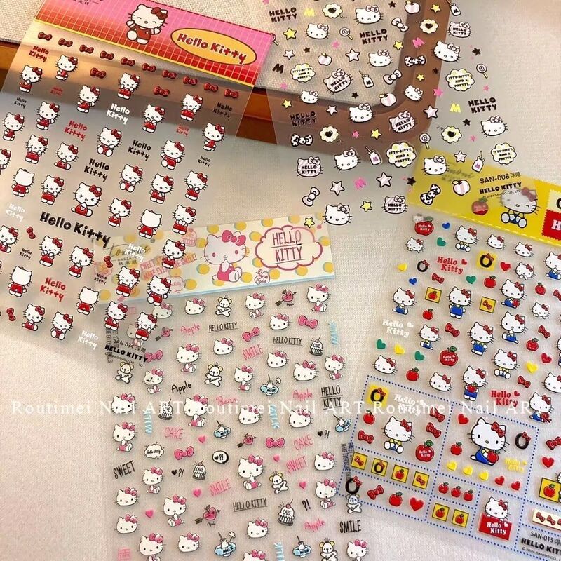 Sanrio Three-Dimensional Embossed Hello Kitty Kt Cat Cute Cartoon Japanese-Style Nail Art Decoration Nail Stickers Sanrio Three-Dimensional Embossed Hello Kitty Kt Cat Cute Cartoon Japanese-Style Nail Art Decoration Nail Stickers