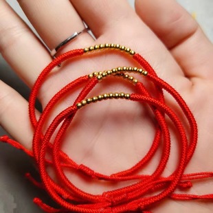 18K Gold Beads Perfect Red Rope Bracelet 3Mmk Gold Beads Bracelet Transfer Beads Factory Direct Sales Drainage Products