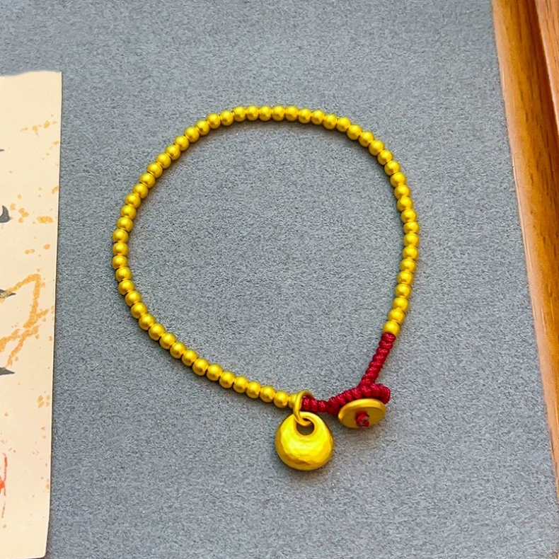 Матовая красная верёвочная bracelet, браслет из одного шарика, монеты, инфлюенсер