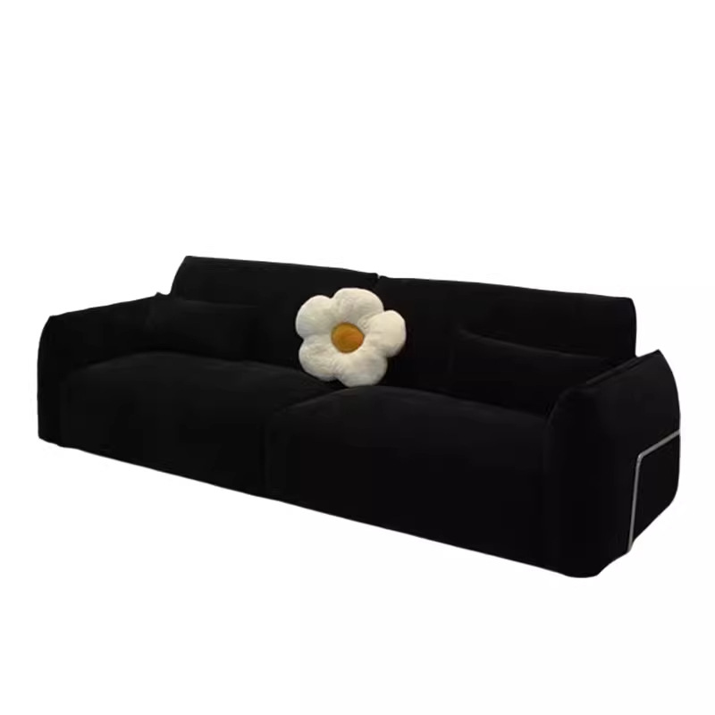 Muebles de diseño de estilo francés retro medieval, Schneider, línea directa, sofá de tela negro alto