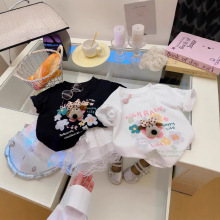 夏季新款2025纯棉儿童短袖t恤卡通女童立体玩偶新款女孩上衣t恤