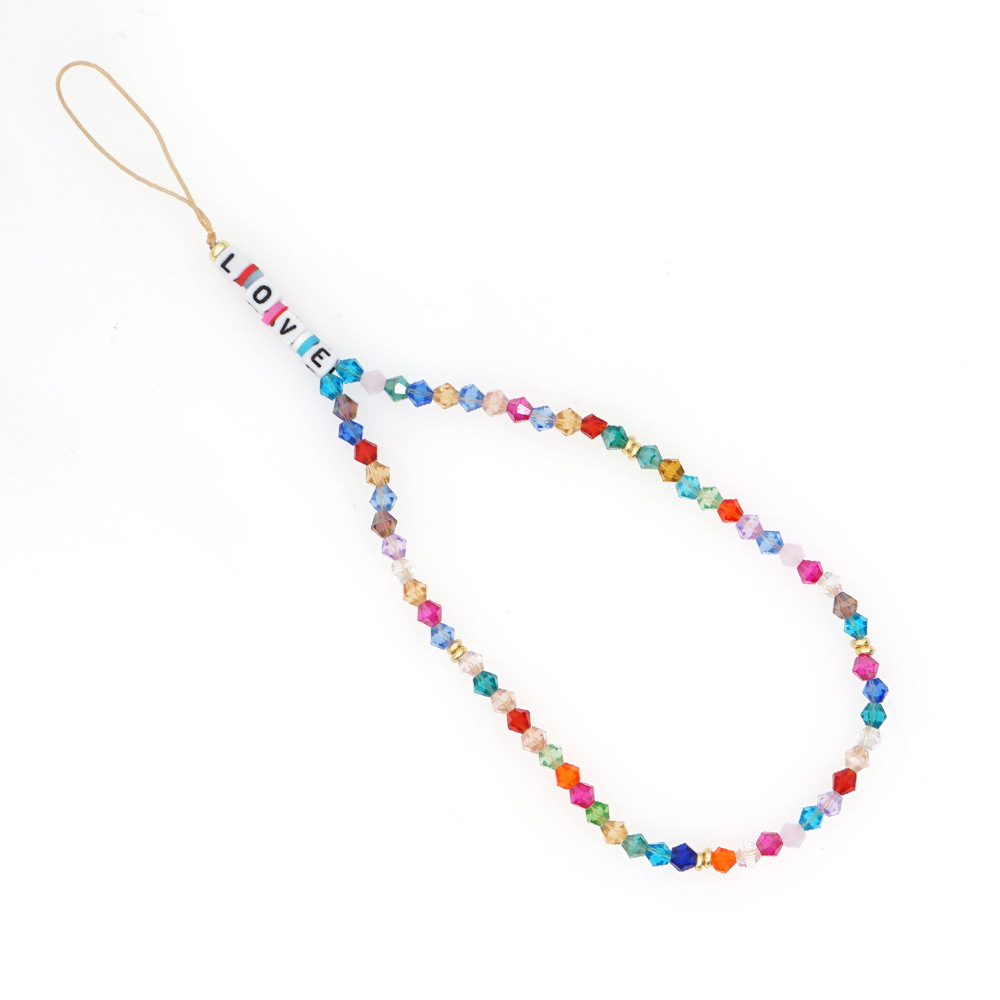 Candy Color Anti-lost Mobile Phone Chain Acrylic Love Letter Beads Short Rainbow Crystal Mobile Phone Lanyard display picture 7