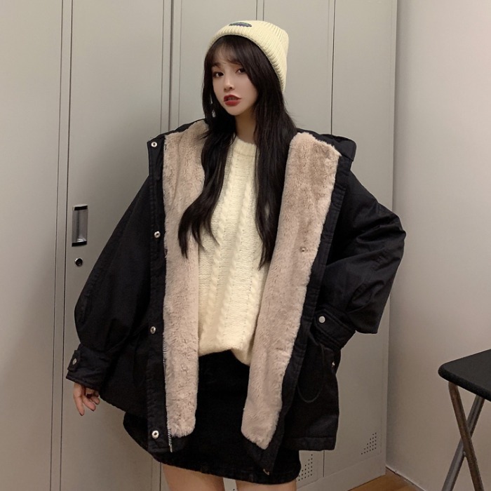 爆款棉服2020年新款秋冬百搭派克服加绒加厚中长款工装棉衣外套女|ms