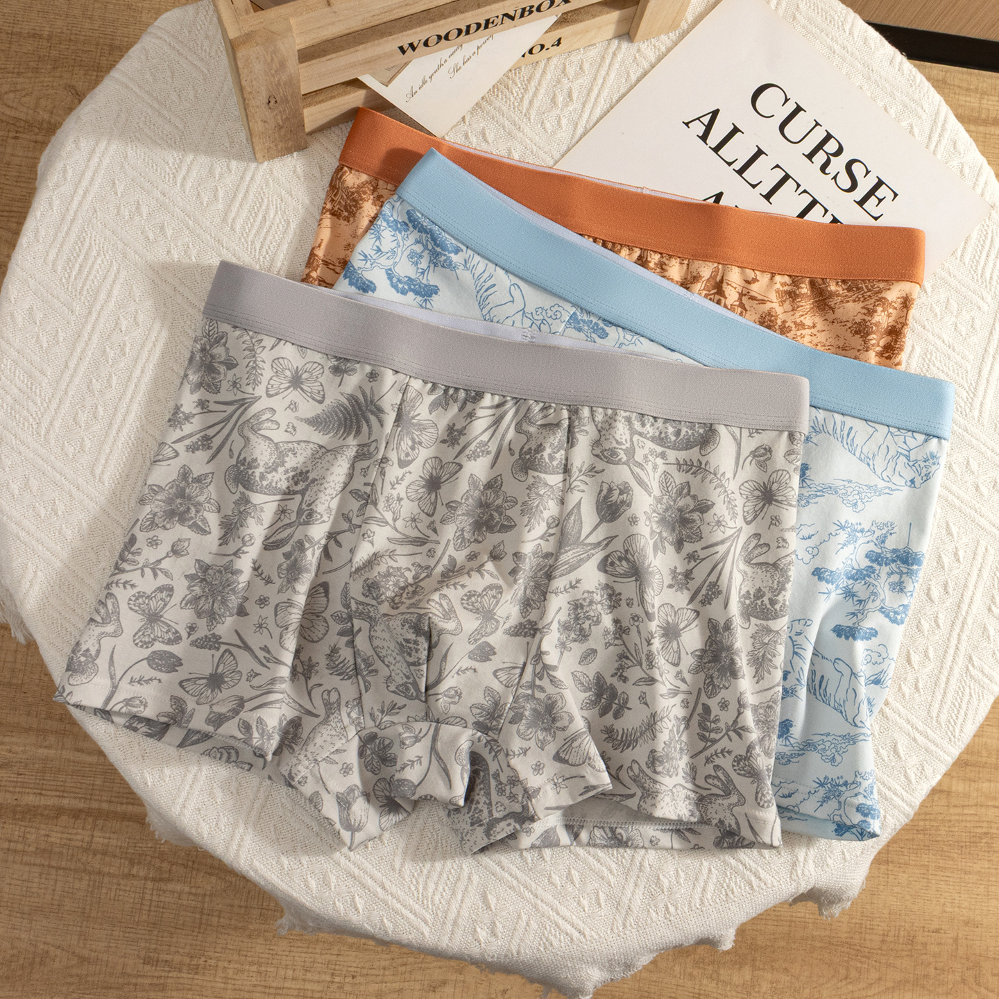 Explosión de la nueva ropa interior china de hombre algodón 7A, seda de morera antibacteriana, entrepierna transpirable y cómodas pantalones de cuatro hombres al por mayor