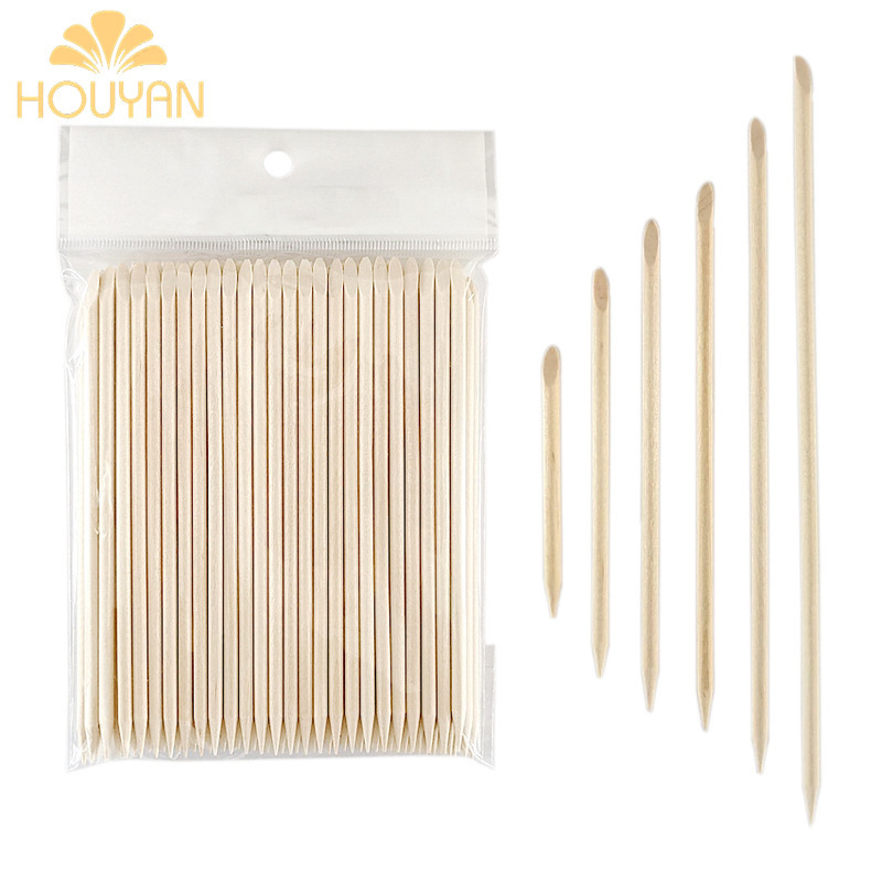 Nail Art Orange Wood Sticks in All Lengths and Sizes, Multi-Functional Pointed Flat Heads, Beauty Wooden Sticks, Beech Wood Sticks in Bags