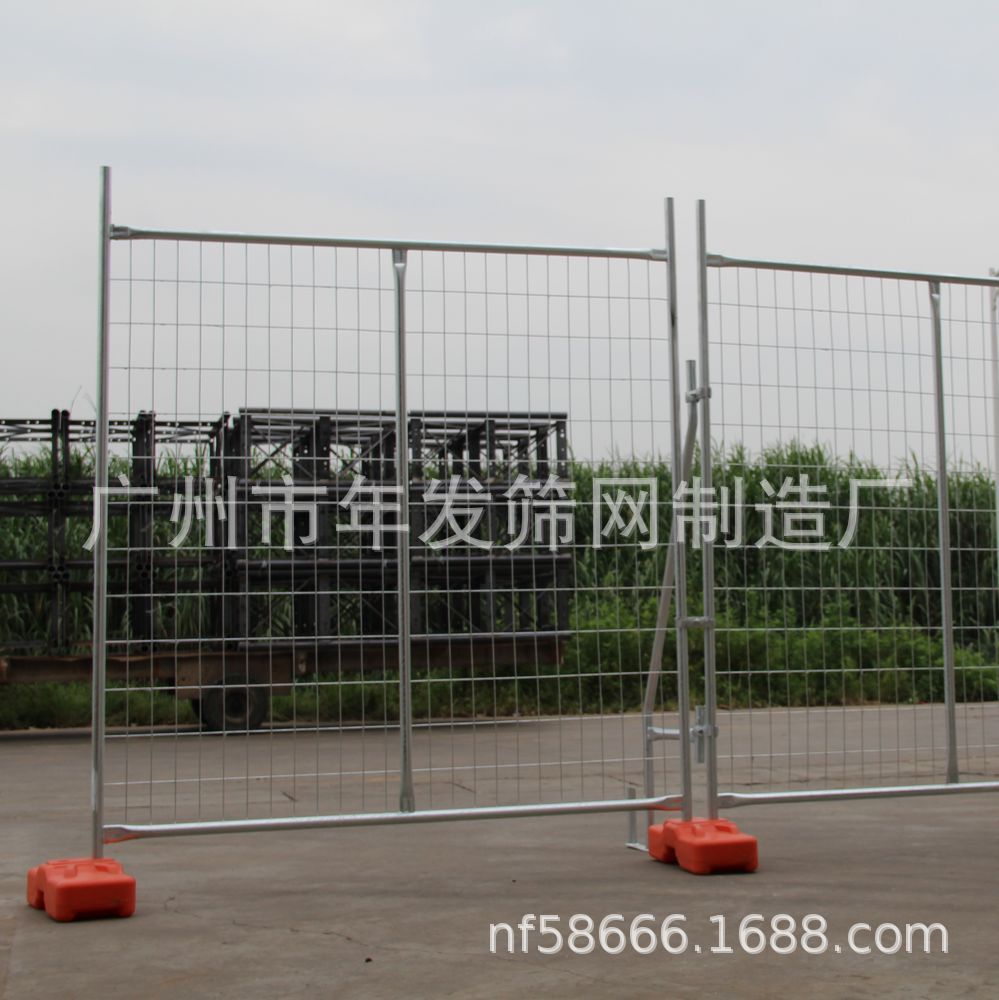 广州厂家定制 出口加拿大1.8米高2.4米长热镀锌临时护栏 可移动