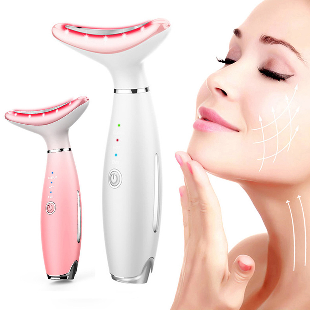 Instrumento de belleza del cuello, compresa caliente de luz de color, masaje vibratorio, aparato de adelgazamiento facial, estiramiento facial, belleza estricta image 6