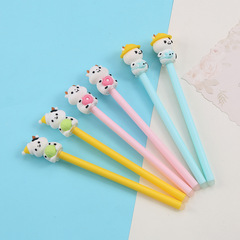 中帆文具創意卡通高顏值奶牛圖案中性筆少女心學生水筆廠家批發中