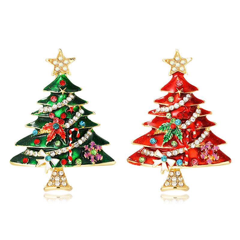 Europa y los Estados Unidos Navidad transfronteriza venta caliente diamante broche de árbol de Navidad personalidad chaqueta broche de flores accesorios de ropa regalo