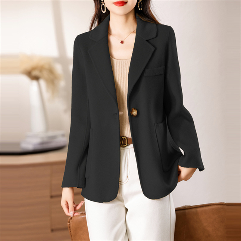 Suit Collar Double-Sided Woolen Outwear for Women 2025 New Fashion Slim Elegant Woolen Outwear