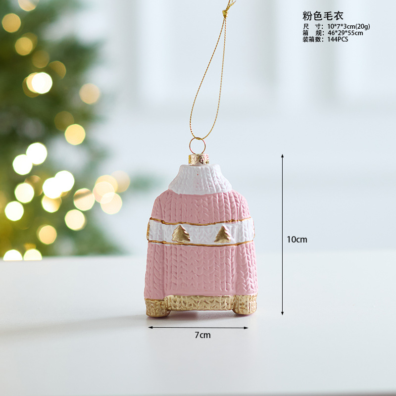 Venta caliente transfronteriza colgante de árbol de Navidad rosa paquete de regalo de Navidad colgante de soldado de coche pintado de Navidad colgante de bola en forma