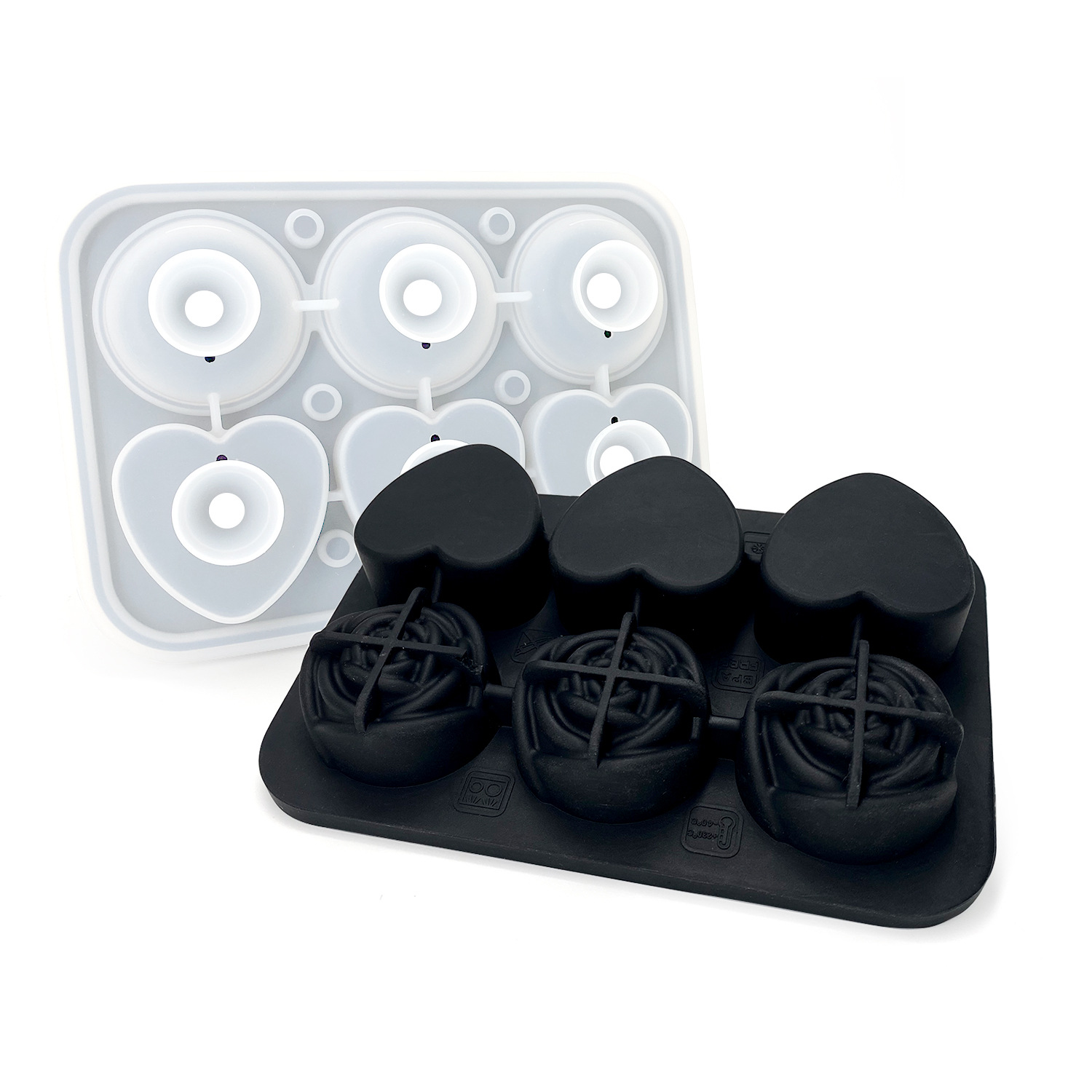 Caja de molde de hockey sobre hielo de silicona Ice Cube máquina de hielo 4-piece Rose whisky Comercial Grande cuadrado redondo image 24