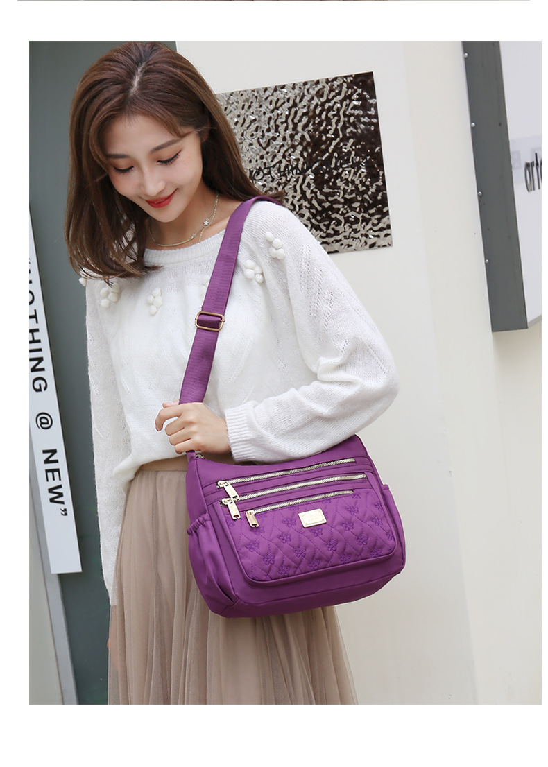 New women's crossbody bag, nylon embroidered shoulder bag, large-capacity multi-layer simple middle-aged mom bag undefined