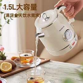 志高恒温电热水壶1.5升家用泡茶304不锈钢开水壶复古温显表烧水壶