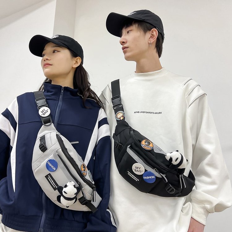 港风胸包男工装潮流街拍休闲斜挎包日系骑行运动腰包