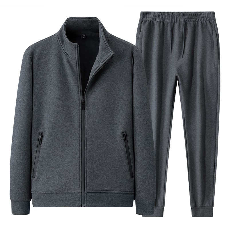 Transfronterizos primavera y otoño traje casual hombre cuello cardigan chaqueta de vestir de otoño ropa deportiva suelta grande dos piezas set