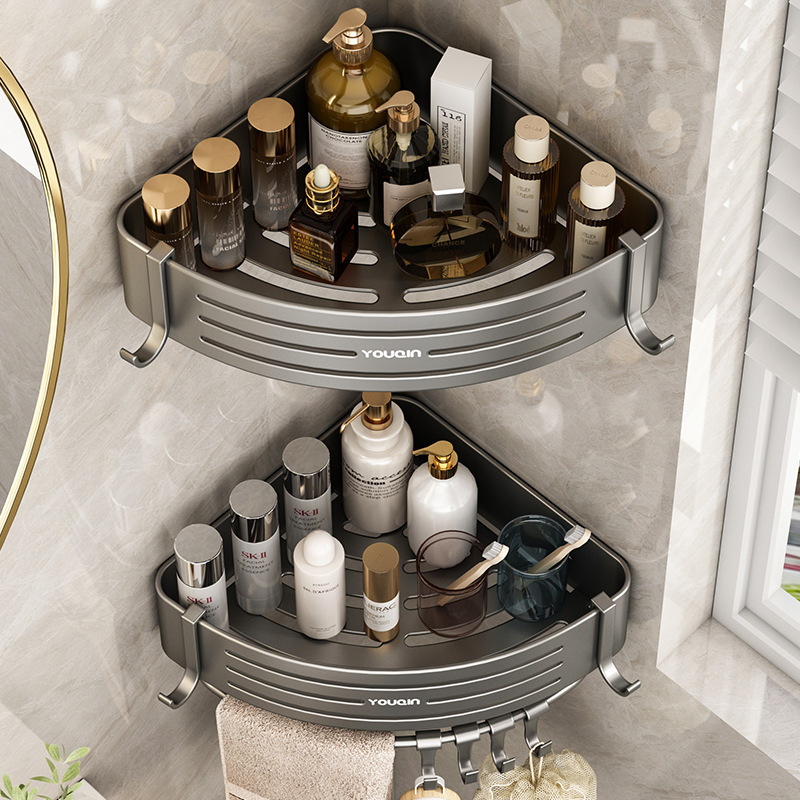 Bathroom Corner Shelf Wall-Mounted Toilet Washbasin Wall Storage Rack No-Drill Installation Bathroom Corner Shelf Wall-Mounted Toilet Washbasin Wall Storage Rack No-Drill Installation