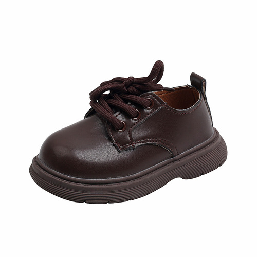 Boys' Leather Shoes 2024 New Children's Foreign Trade Leather Shoes Single Shoes Solid Color Casual Small Leather Shoes British Style Fashion Children's Shoes