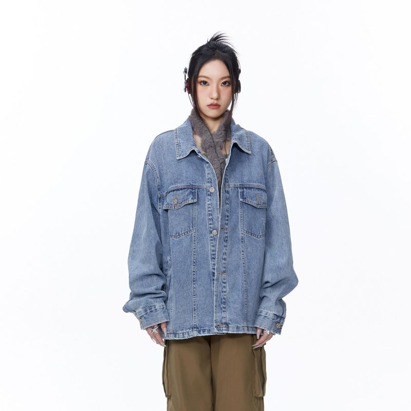 Herrenbekleidung Nische High Sense Denim Herren- und Damen-Ins Fashion Brand Casual Loose Jacket_voghion.com