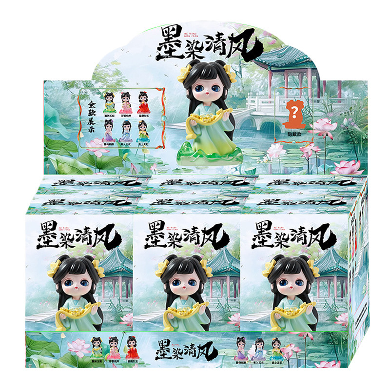 古風少女墨染清風国潮ブラインドボックスフィギュア卓上装飾品景勝地で人気の置物|undefined