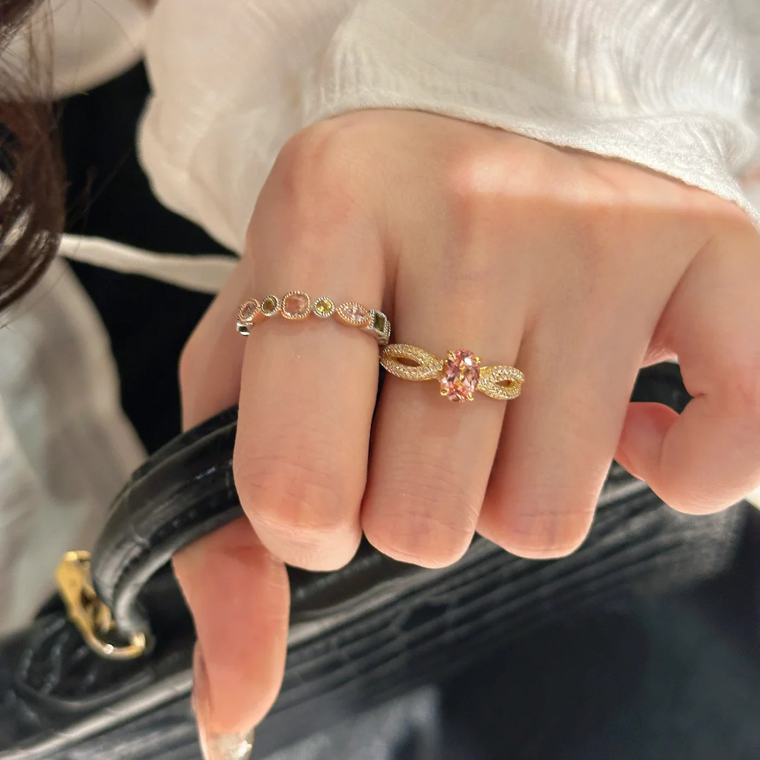 French Style Niche Colored Diamond For Women Unique Fashionable Desin Hih-End Liht Luxury Temperament Open Finer_voghion.com