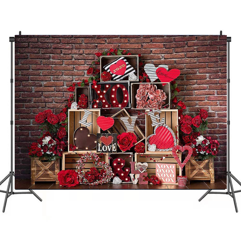 Amazon red rose photography background cloth Valentine's Day wedding party decoration banner vinyl 5x3ft