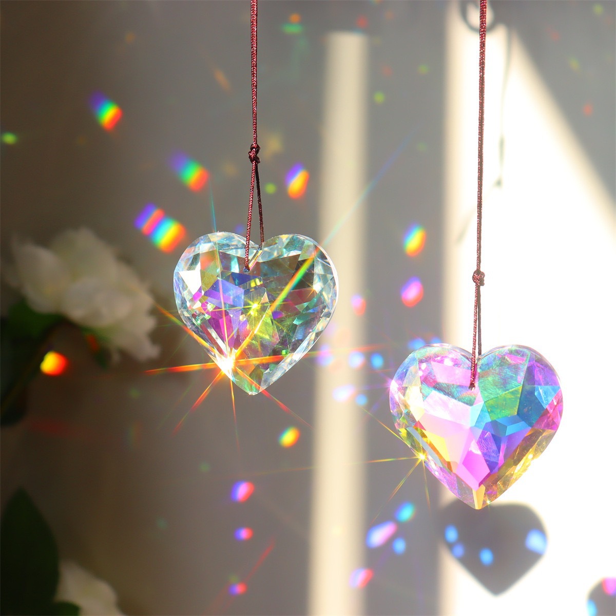 100g Weight Vintage Style Pastoral Heart Shape Artificial Crystal Pendant