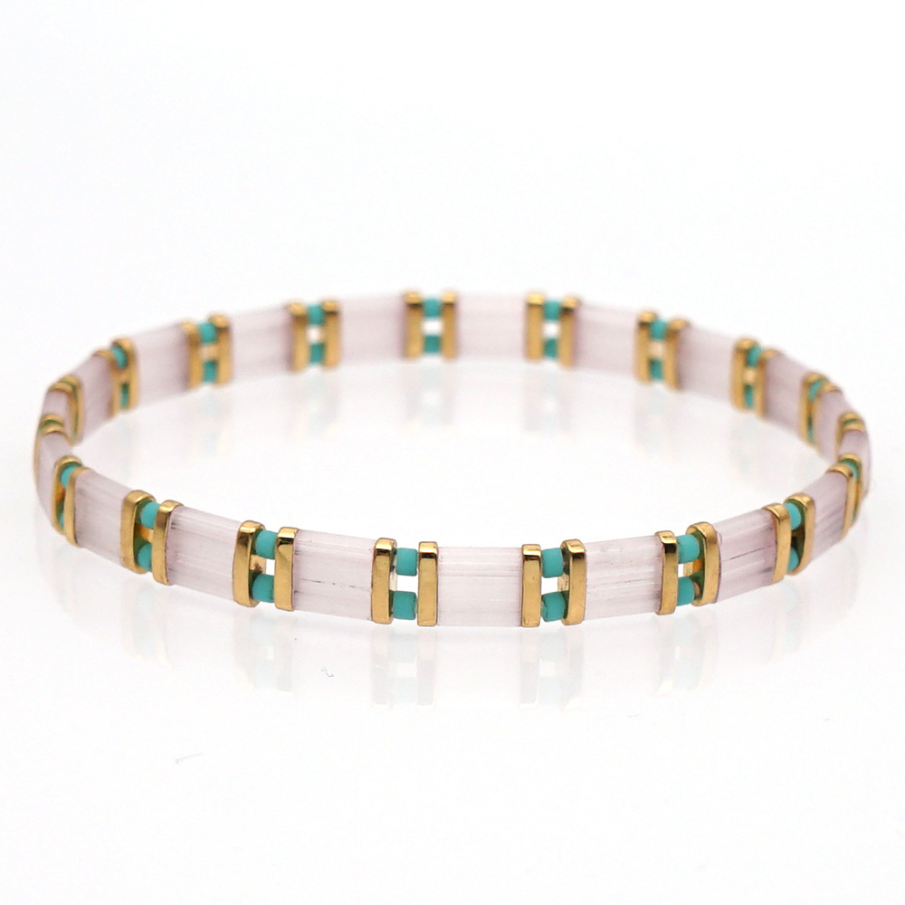 Retro Square Tila Beads Glass Wholesale Bracelets display picture 7