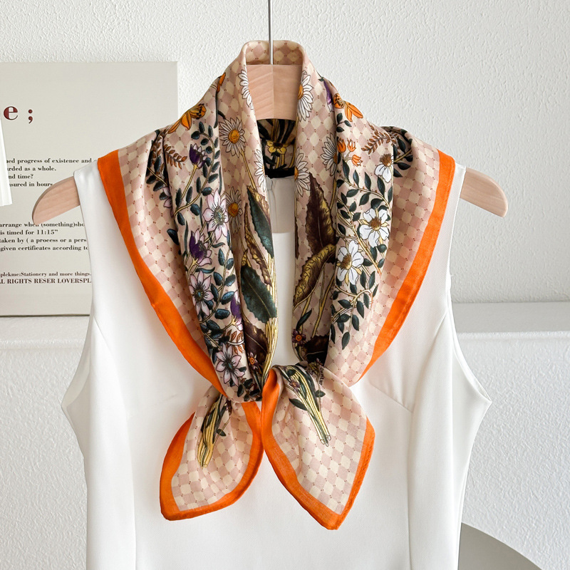 바둑판 백합 - 미색 오렌지 테두리