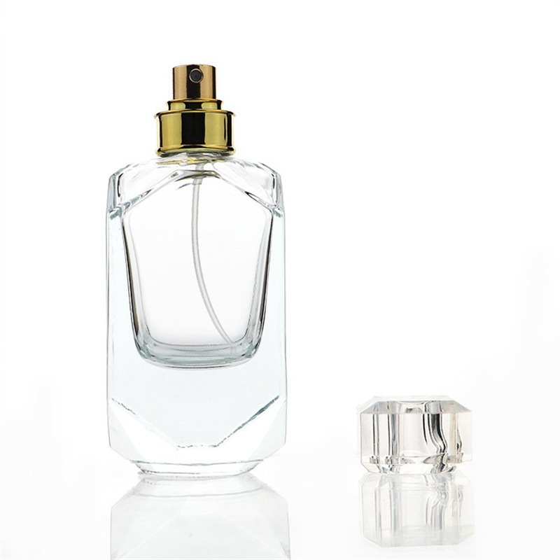 75ml简约喷雾瓶菱形批发旅行分装厂家厚底透明便携玻璃瓶香水瓶