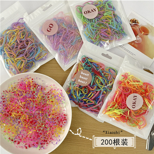 Bag of colorful disposable rubber bands with high elasticity and strong pull, non-stop elastic bands for girls, hair ties and basic hair accessories