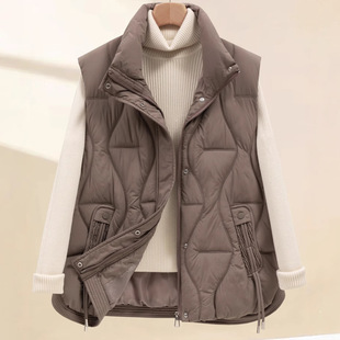 Foreign Trade 2025 Autumn and Winter New down Cotton Vest Vest for Women Loose Stand Collar Thickeneded down Cotton Vest Outer Wear