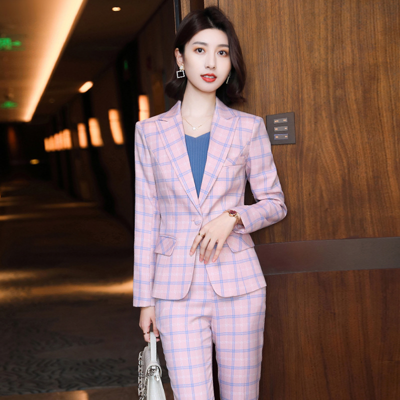 Autumn New Plaid Small Suit Set Female Temperament Goddess Fan Slim-fit Casual Short High-end Suit Jacket