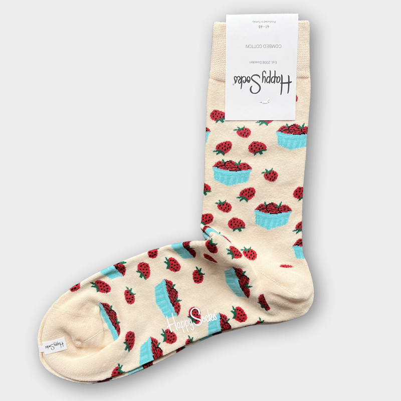 ハッピーソックス メンズソックス ミドル丈 コーマ綿 吸汗消臭 通気性 スウェーデン製 おしゃれ カラフル 薄手