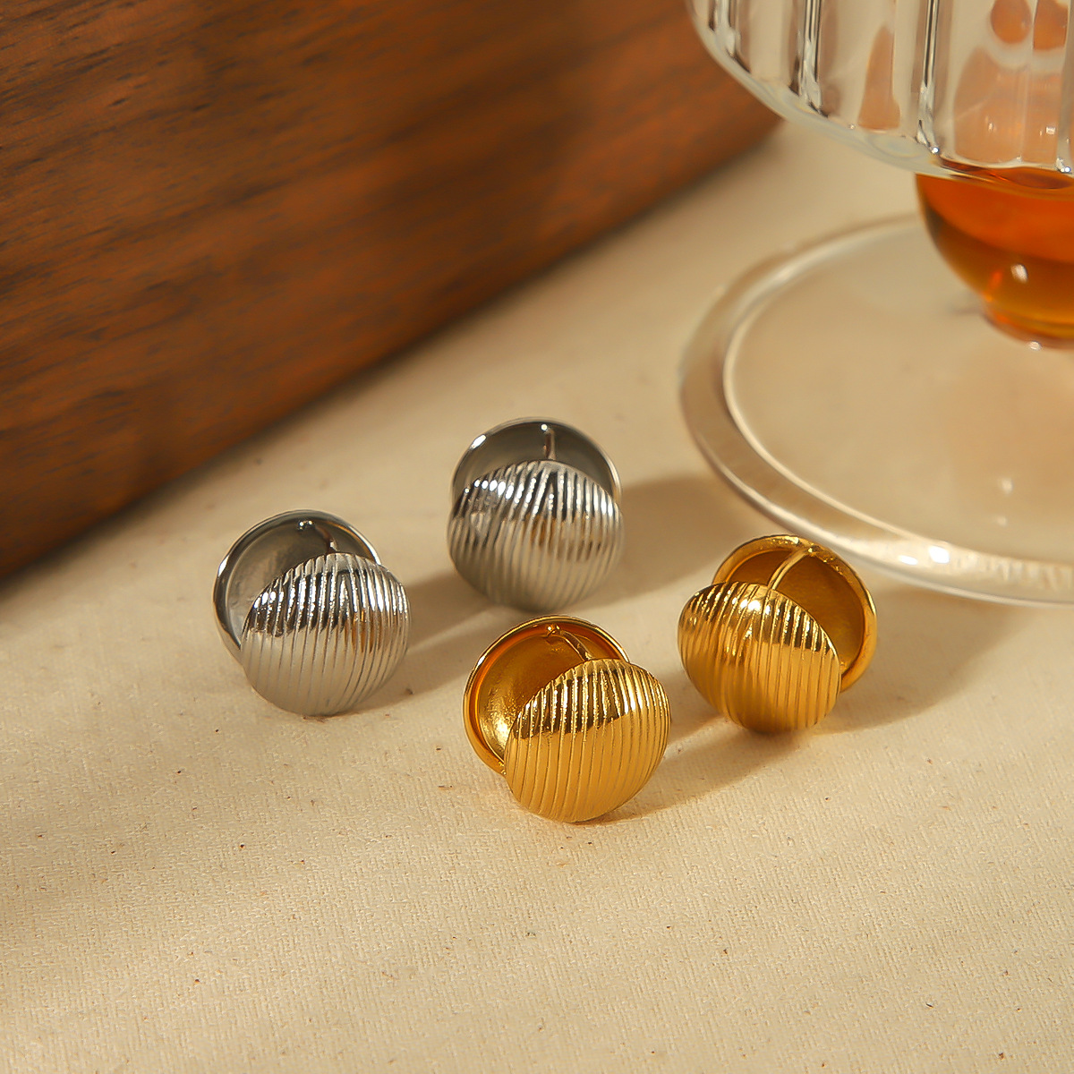 Machiduo nuevo aretes de orejas de acero de titanio de doble cara, niñas atmósfera de alta calidad, aretes de orejas de acero inoxidable, aretes de orejas transfronterizas