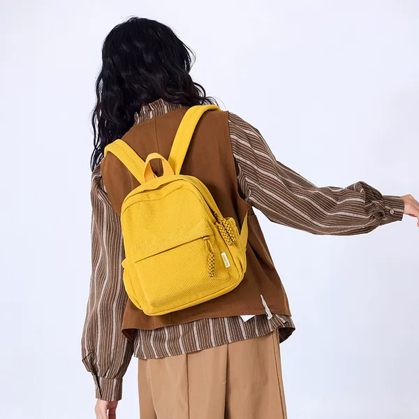 Corduroy Small Backpack for Women 2025 Winter New Japanese Style Casual Simple Versatile Travel Shopping Soft Girl Backpack