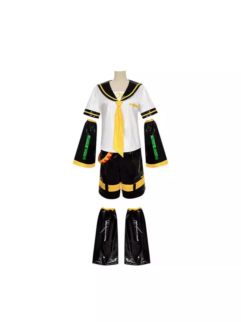 Косплей-набор Kagamine Rin/Len, морской костюм из искусственной кожи с париком и аксессуарами, размеры XS–XXL