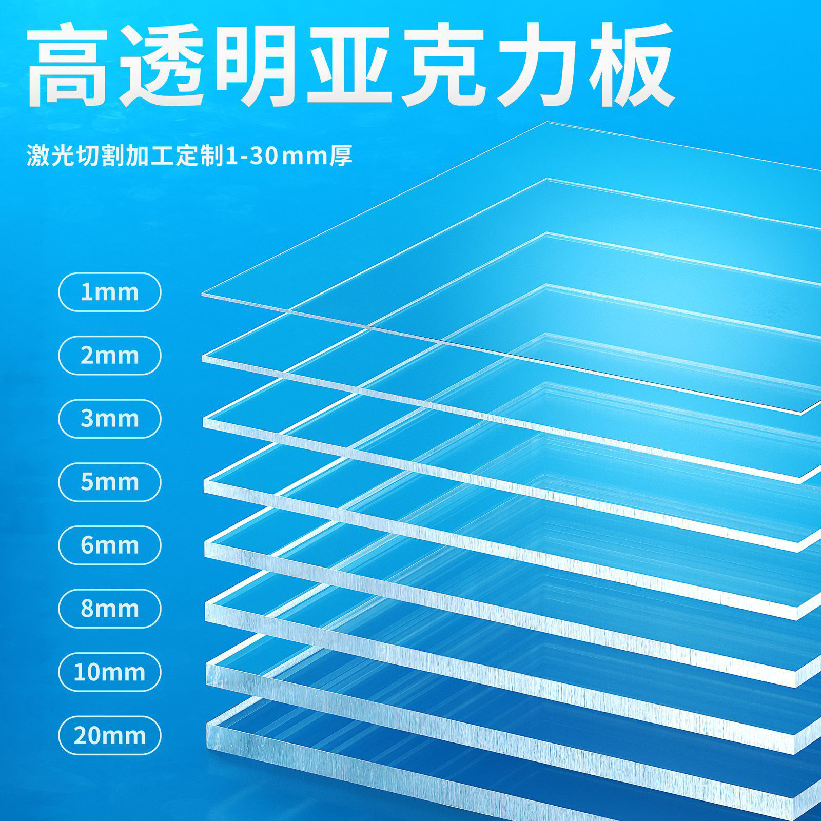 整板大尺寸透明亚克力板裁切有机玻璃片材挡板盖板柜门定制加工