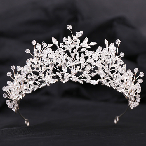 New wedding European style wedding headband, forest leaf crystal beaded gypsophila handmade bridal crown