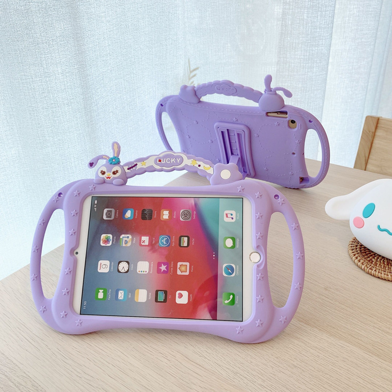 For ipad9 protective cover wholesale new cartoon star Dailou mini6 rainbow flat silicone cover with handle