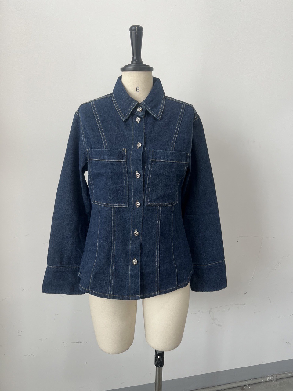 Women's Lapel Denim Shirt And Trousers Set European And American Style Spring New Clothing Cross Border 2025_ecoleips.com