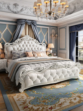 欧式床双人床现代简约加宽实木别墅主卧床奢华法式白色公主床婚床