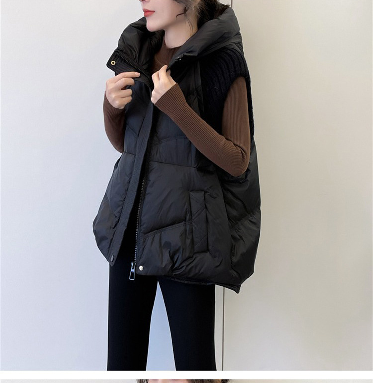 Damenbekleidung Gestrickte Ärmel Warme Jacke Weste für Damen 2024 Winter Neue Art Mode Kapuzendesign Warme kleine Außenweste_voghion.com