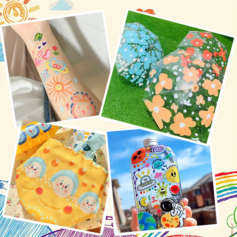 とても良いアクリルマーカーペン、子供の絵画、洗える、汚れない手の顔料、カラーセラミックペン、不透明な水彩ペン|undefined