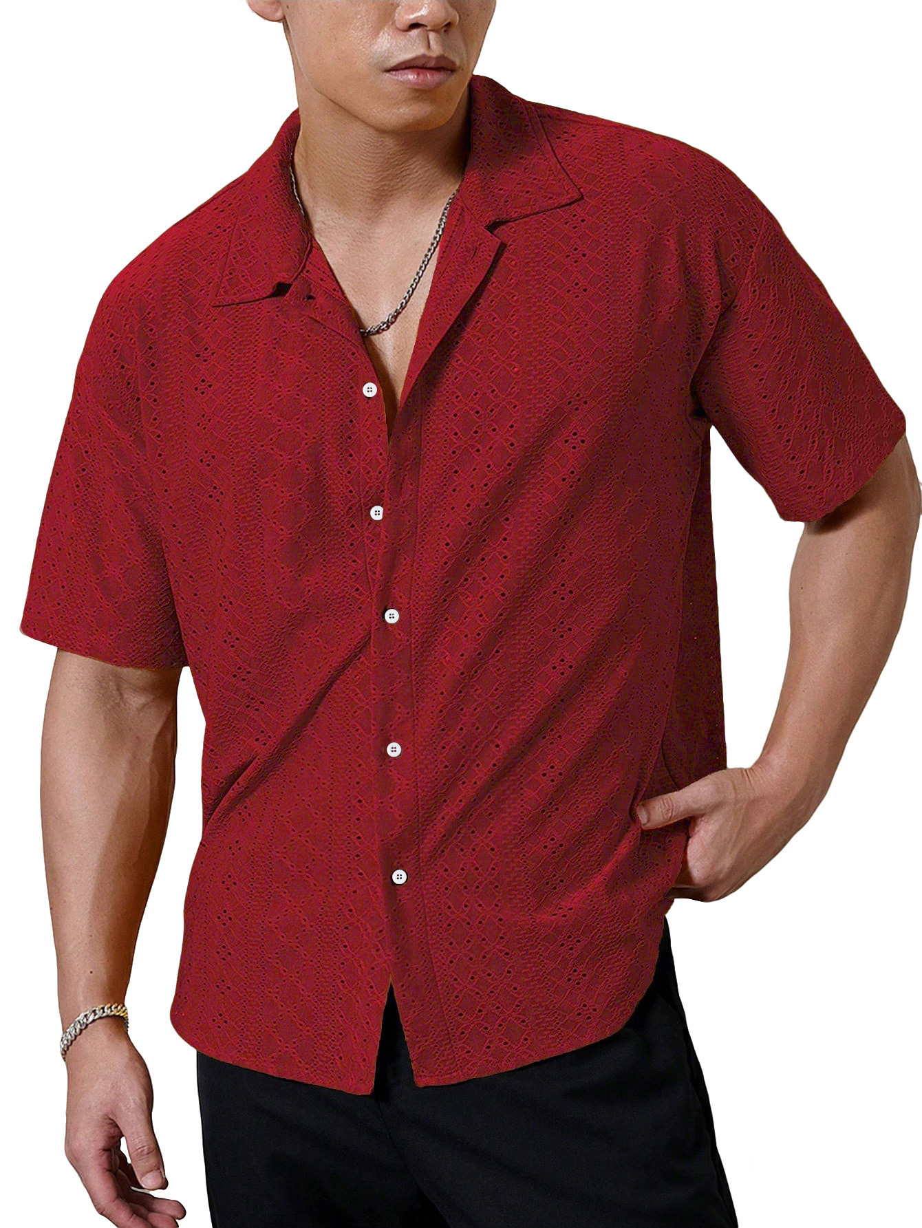 Transfronterizos de hombres Amazon verano nuevo hombre transpirable solapa camisa de manga corta de color sólido camiseta casual americana